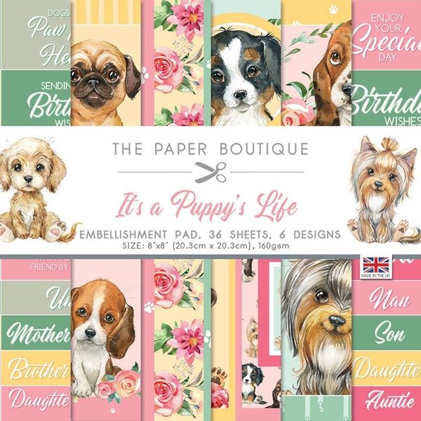 8 x 8 inches Multicoloured Paper Boutique Its a Dogs Life-Paper Pad 