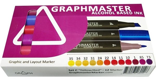 pastel Verscherpen Festival Graphmaster - Alcohol Markers - Set C Yellow Red - Graphmaster - HixxySoft