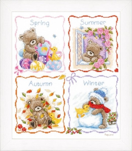 Vervaco Counted Cross Stitch Kit 6.75X7-Bear With Blanket On