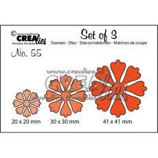 Crealies Set of 3 Dies no. 55 Flower 24 CLSET55
