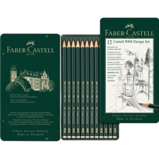 Faber Castell Castell 9000 Design Set of 12 Pencils (5B,4B,3B,2B,B,HB,F,H,2H,3H,4H,5H)