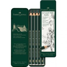 Faber Castell 9000 Jumbo Pencil Tin of 5