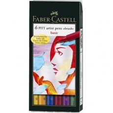 Faber Castell PITT Artist Pen Brush Wallet of 6 Basic Colours