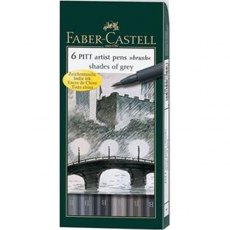 Faber Castell PITT Artist Pen Brush Wallet of 6 Shades of Grey