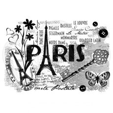 Woodware Clear Singles Stamps Paris Postcard
