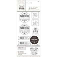 Papermania Wedding Ever After 4x8 Inch Die Cut Mixed Sentiments Silver &amp; White