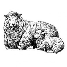 Peddlers Den Stamp â€“ Ewe with Lamb P17-365D