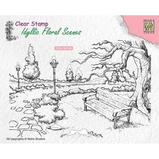 Nellie Snellen Idyllic Floral Scenes 'Wintery Park With Bench' IFS016