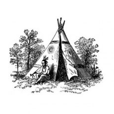 Peddlers Den Stamp â€“ Teepee with Brave T3-080D