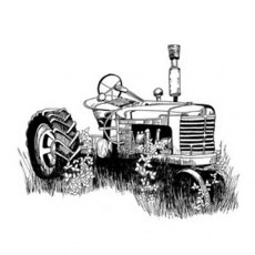 Peddlers Den Stamp â€“ Abandoned Tractor M1-028C