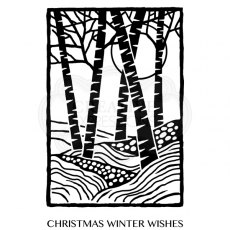 Woodware Clear Singles Stamp - Lino Cut - Birch Trees