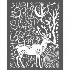 Stamperia Thick stencil 20x25 cm Cosmos Deer and Bark KSTD044