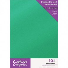 Crafter's Companion Glitter Card 10 Sheet Pack - Xmas Green 4 For £14
