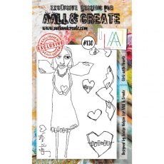Aall & Create A6 Stamp #130 - Girlz with Heartz - CLEARANCE