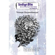 Indigoblu Vintage Chrysanthemum A6 Red Rubber Stamp