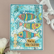 Woodware Clear Singles Swimming Fish 4 in x 6 in Stamp