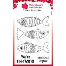Woodware Clear Singles Swimming Fish 4 in x 6 in Stamp
