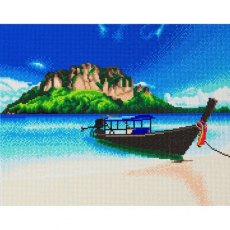 Craft Buddy Tropical Island Boat Framed Crystal Art Kit, 40 x 50cm CAK-A95