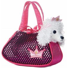 Aurora World 8" Fancy Pals Soft Toy Poodle Dog Puppy In Handbag