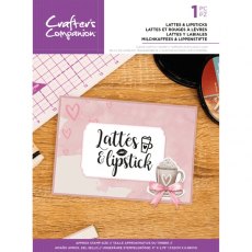 Crafter's Companion Quirky Sentiment Stamps - Lattes & Lipstick – 4 for £8.99
