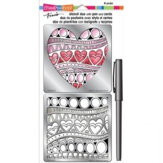 Stampendous Heart Duo Metal Stencil Duo with Pen and Cards