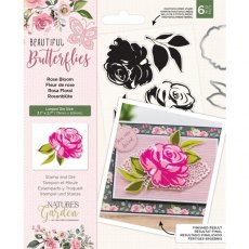 Nature's Garden Beautiful Butterflies - Stamp and Die - Rose Bloom