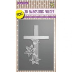 Nellie's Choice 3D-embossing Folder "Cross with lilies" EF3D010