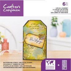 Crafter's Companion Background Stencil & Focal Stamps - Life is a Journey