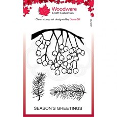 Woodware Clear Singles Festive Hanging Berries 4 in x 6 in Stamp