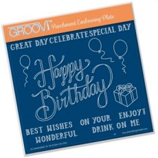 ClarityStamp Groovi Parchment Embossing Plate Happy Birthday A5