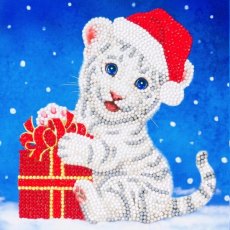 Craft Buddy "Christmas White Tiger", 18x18cm Crystal Art Card CCK-XM57