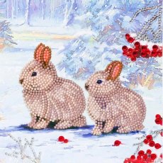 Craft Buddy "Winter Bunnies", 18x18cm Crystal Art Card CCK-XM61