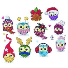 Craft Buddy Cool Christmas Owls, 21x27cm Crystal Art Sticker Set - CAMK-2020SET4