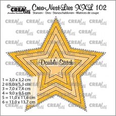 Crealies Crea-Nest-Lies XXL, No,102 - Star with double stitchline (6x) CLNestXXL102