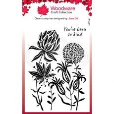 Woodware Clear Singles Autumn Flowers 4 in x 6 in Stamp JGS741