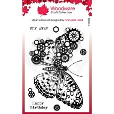 Woodware Clear Singles Cog Butterfly 4 in x 6 in Stamp FRS831