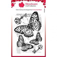 Woodware Clear Singles Three Butterflies 4 in x 6 in Stamp FRS829