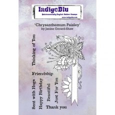 IndigoBlu Chrysanthemum Paisley A6 Red Rubber Stamp by Janine Gerard-Shaw