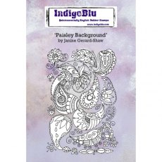 IndigoBlu Paisley Background A6 Red Rubber Stamp by Janine Gerard-Shaw