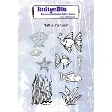IndigoBlu Little Fishies A6 Red Rubber Stamp
