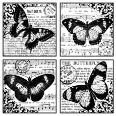 Crafty Individuals 'Four Beautiful Butterflies' Red Rubber Stamp CI-135