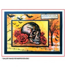 Crafty Individuals 'Skull n Roses' Red Rubber Stamp CI-529