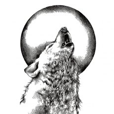Crafty Individuals 'Howling Wolf' Red Rubber Stamp CI-528