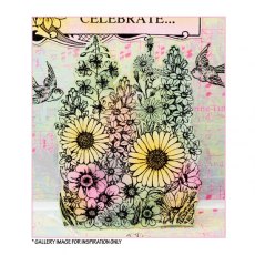 Crafty Individuals 'A Garden of Flowers' Red Rubber Stamp CI-411