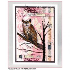 Crafty Individuals 'Owl on Branch with Berries' Red Rubber Stamp CI-511