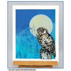 Crafty Individuals 'Owl and Moon' Red Rubber Stamp CI-512
