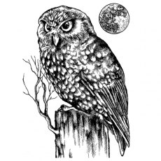 Crafty Individuals 'Owl and Moon' Red Rubber Stamp CI-512
