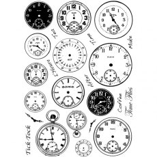 Crafty Individuals 'Tick Tock Clock Faces' Red Rubber Stamp CI-255