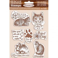 Stamperia 14 x18 cm HD Natural Rubber Stamp Cats WTKCC188