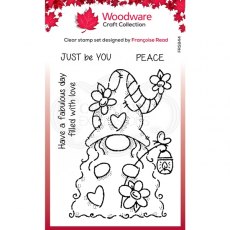 Woodware Clear Singles Flower Power Gnome 4 in x 6 in Stamp